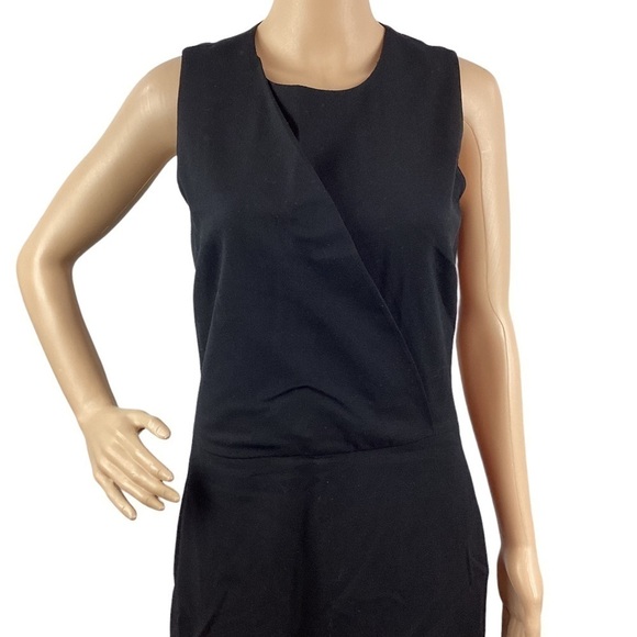 Theory Darbia Faux Wrap Wool Blend Dress Size 4 Black - Picture 2 of 7